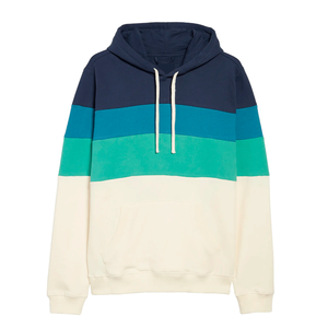 Sudadera con capucha para hombre, diseño color block, azul marino, verde petróleo, crema, estilo casual, ropa de calle, moda de invierno - Product Image 1