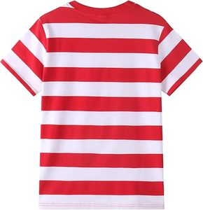 T-shirt pour homme en coton respirant à rayures rouges et blanches, col rond, grande taille |   Chemise décontractée à manches courtes pour un usage quotidien, coupe décontractée - Product Image 2