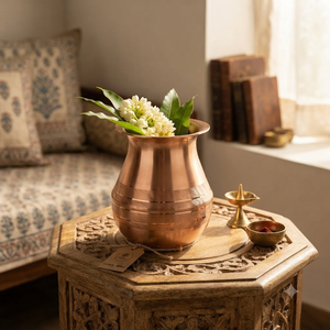 Pot en laiton artisanal, récipient traditionnel indien pour la Pooja, décoration de temple domestique, cérémonie de Puja, rituel de mariage, cadeau spirituel - Product Image 3