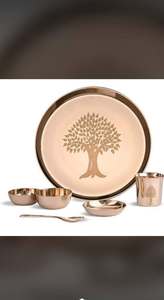 Ensemble cadeau Sagan Thali pour 1 personne, vaisselle classique en bronze, portable - Product Image 4