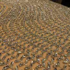 Tela de Encaje con Cuentas Doradas de Lujo, Material de Bordado con Lentejuelas para Vestidos de Fiesta, Vestidos de Noche, Fabricante Mayorista - Product Image 2