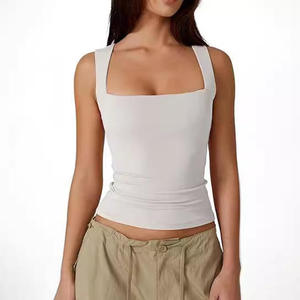 เสื้อกล้ามคอเหลี่ยมผ้าฝ้าย/ใยไผ่ระบายอากาศได้ดีสไตล์ลำลองยาวปกติ - Product Image 4