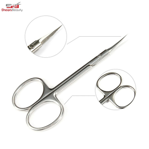 Ciseaux de manucure professionnels, lame incurvée en acier inoxydable, manche en acier, pliable, pour droitiers, coupe-cuticules durable - Product Image 4