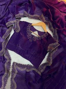 เสื้อส่าหรีผ้าไหมลายอวกาศประดับเพชรหรูหราดีไซน์ใหม่ dhwaja ส่งออก - Product Image 4