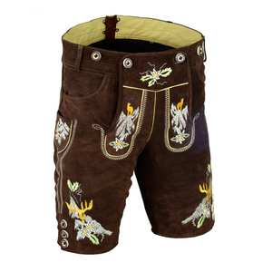Pantalones Cortos Bávaros de Cuero Estilo Vintage para Hombre con Decoración de Patrones Bordados, Opciones de Pantalones Cortos y Largos - Product Image 5