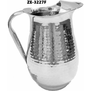 Pichet artisanal en acier inoxydable ZE-3227F, style vintage, avec poignée et couvercle, grande capacité pour les fêtes et l'usage domestique - Product Image 1