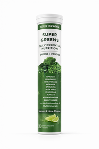 Comprimés effervescents naturels de marque privée Greens, formule quotidienne essentielle pour la nutrition et la détoxification, paquet de 20 comprimés - Product Image 4