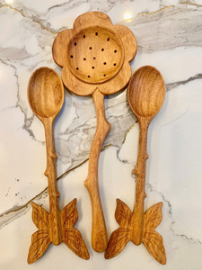 Wooden Butterfly <b>Spoon</b> Factory Direct Vietnam Natural Wood Material For Cooking <b>Serving</b> Kitchen Tool Custom Engraved Logo - Product Image 2