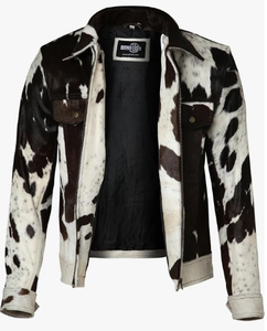 Veste en cuir PU de luxe unisexe pour coiffeur, imprimé vache personnalisé, coupe-vent, anti-UV, streetwear - Product Image 1
