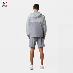 Conjunto de Pantalones Cortos y Chaqueta Cortavientos de Poliéster con Capucha para Hombre, Personalizable, Antiestático, Vintage, de Secado Rápido, Ligero, Informal para Exteriores - Product Image 6