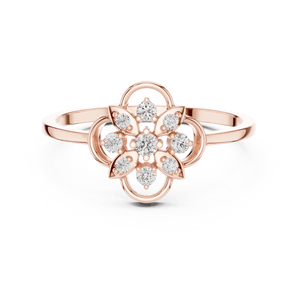 Anillo de oro macizo de 14k para mujer con diseño de flor romántica, corte redondo minimalista, ideal para regalo, compromiso, aniversario, boda. - Product Image 5