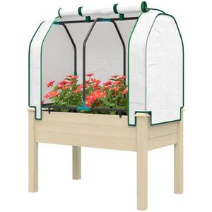 Outdoor Flowerpot <b>Box</b> Elevated Planting <b>Bed</b> Natural <b>Wood</b> Greenhouse for Garden Use - Product Image 5