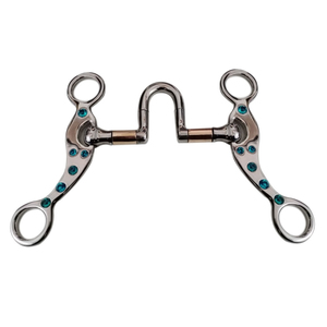 Bocado de hierro dulce trenzado de 5 mordazas para caballo junior, de acero inoxidable antiguo, para doma western y equitación. - Product Image 2
