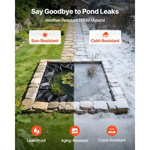Telo in gomma EPDM da 45 mil per laghetto di pesci Koi, facile da tagliare, 15 x 20 piedi, resistente e impermeabile, con sottotelo in argilla geosintetica, combo per - Product Image 4