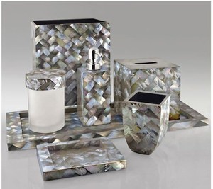 Modern Mother Of Pearl Inlay <b>Bathroom</b> <b>Accessories</b> <b>Set</b> Luxury MOP Soap Dispenser Tumbler Soap Dish <b>Bathroom</b> Organizer Wholesale - Product Image 6
