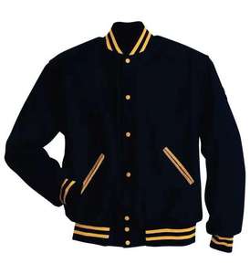Veste de sport marine pour homme en laine et polyester, style preppy, col rabattu, fermeture boutonnée, coupe classique, couleur unie, pour l'automne - Product Image 1