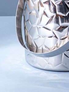Stainless Steel Ice <b>Bucket</b> <b>with</b> <b>Lid</b>, Hammered Ice Cooler <b>with</b> Handle for Hotel & Home - Product Image 5