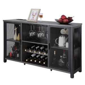 Cabina Bar in legno bianco industriale da 47 pollici comodino Freestanding credenza Buffet portabottiglie Bar per cucina soggiorno - Product Image 1