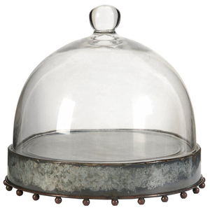 Round Glass Dome <b>Cake</b> <b>Stand</b> with Metal Base and Beaded Feet Reusable Display Cover for Desserts Handmade On Sale - Product Image 1