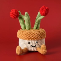 Boîte de rangement artisanale en crochet pour plantes en pot (tulipes et tournesols), décoration en fil, cadeau pour la maison et le bureau