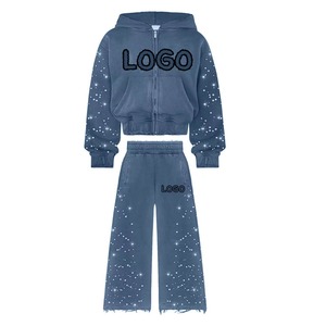 2024 hommes 100% coton sport sweat survêtement à la mode formation Jogging porter ensemble pour l'automne 2 pièces adulte survêtements ensembles - Product Image 3
