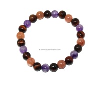 Bracelet indien en agate argentée avec obsidienne noire, double tour, breloques yoga en pierres précieuses, extensible - Style hindou, fiançailles