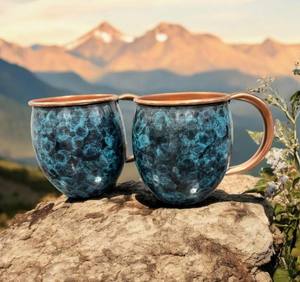 Mug Emma Copper Moscow Mule, finition patine, antidérapant, vaisselle vintage pour boissons - Product Image 2