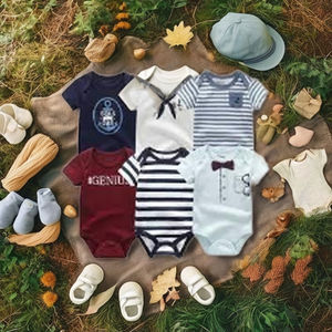 Nuevos peleles de verano de terciopelo para bebés recién nacidos (niños y niñas) con estampado personalizado, de elastano/fibra de bambú y cierre de cremallera. - Product Image 2