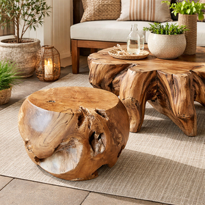 Seating Furniture Premium Natural Teak Root Organic Wholesale Ball <b>Stool</b> Solid Wood Rustic Apartment <b>Bedroom</b> Handmade Home Decor - Product Image 2