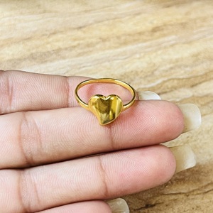 Anillos de Corazón Minimalistas Románticos de Estilo Moderno, Anillos Delicados de Latón para Mujer, Chapados en Oro de 18k, Anillo de Amor, Joyería de San Valentín, Plata Certificada - Product Image 2