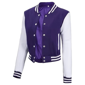 Chaqueta Varsity Rosa de Satén para Mujer, con Bloques de Color en Contraste, Cuello Alto, Chaqueta Corta Estilo Béisbol - Product Image 2