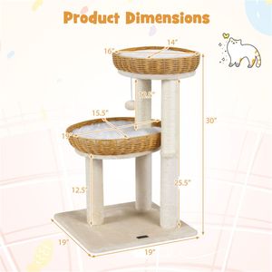 Torre per Gatti da Interno con Cesti in Vimini e Tiragraffi, Albero per Gatti e Struttura per Arrampicata - Product Image 4