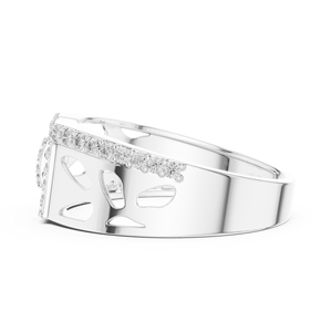 Bague de luxe en alliage de moissanite de style géométrique en H |   Bague de créateur plaquée or blanc pour homme - Product Image 3