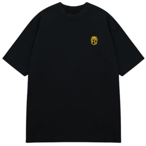Camiseta Negra de Corte Holgado para Hombre, Manga Corta, Cuello Redondo, Algodón, Estilo Casual, Minimalista, Urbano, para el Verano, Uso Diario, Cómoda - Product Image 1