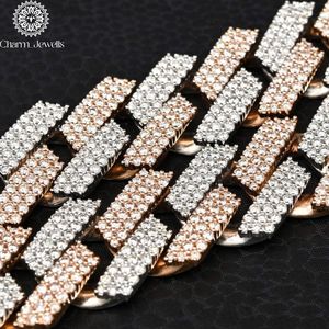 สร้อยคอผู้ชาย Charm Jewells ประดับโมอิสซาไนต์ เงินแท้ 925 ชุบทอง 14K พร้อมสายเชื่อมแบบโซ่ รับรองโดย IGI สไตล์ฮิปฮอป ทรงบริลเลียนต์คัท หรูหรา - Product Image 5