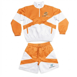 Ensemble short et coupe-vent unisexe personnalisé à capuche, séchage rapide, respirant, pour la course automne, vêtements de sport légers en caoutchouc - Product Image 4