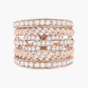 Anillo de Cuerda con Diamantes Cultivados en Laboratorio de 1.60ctw, en Oro Sólido de 14K/18K, con Múltiples Hileras y Banda Trenzada, Precio de Fábrica al por Mayor B2B - Product Image 5