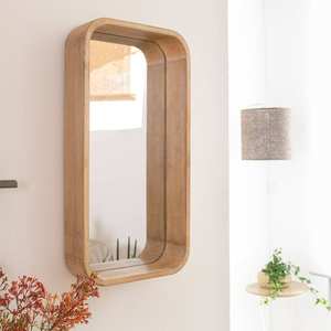 Miroir ovale Vandana Ultra Orion avec étagère en bois de manguier - Product Image 2