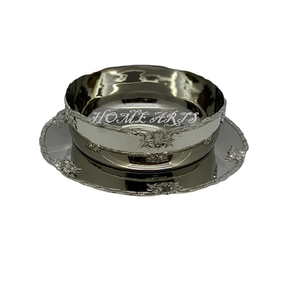 Tazón para Servir Postres de Forma Redonda, Tamaño Personalizado, Acero Inoxidable, Color Plateado, Tazón para Servir Postres de Cocina con Plato - Product Image 1