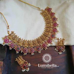 Ruby Emerald Lakshmi Cultural Collectible Necklace - Product Image 4