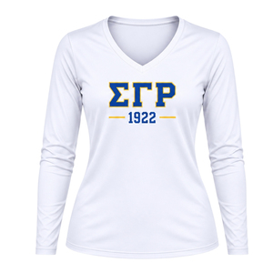 Camiseta Personalizada de Manga Larga para Mujer, Sigma Gamma Rho, con Letras de Hermandad Griega, Cuello Redondo, Informal, de Algodón Suave, Ropa al por Mayor - Product Image 1