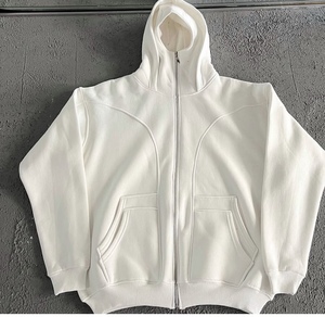 เสื้อฮู้ดดี้แบบมีซิป คอตตอน 100% หนัก 400 กรัม รุ่น Customization Homme Blank สไตล์สตรีทแวร์สำหรับผู้ชาย ปิดหน้าเต็มใบ พร้อมซิป ดีไซน์ Y2K - Product Image 1