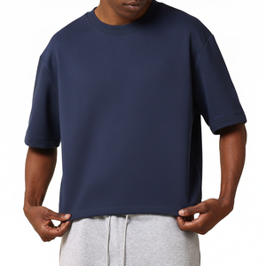 OEM Boxy Cropped Length <b>Box</b> Fit Men Oversized T-Shirt Custom Logo Blank Heavyweight 200 GSM <b>Drop</b> Shoulder Essentials T Shirts - Product Image 4