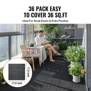 Piastrelle per Pavimenti a Incastro 36 Pezzi 11.6"x11.6" 36 Mq Pavimentazione Esterna in Plastica Impermeabile per Tutte le Condizioni Atmosferiche, Decking per Patio - Product Image 2