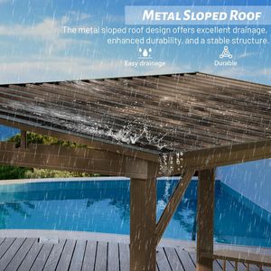 6.5x12FT Hardtop Galvanized Steel Roof Grill Gazebo Outdoor BBQ with 2 Side <b>Shelves</b> <b>Metal</b> Permanent Canopy & Pergola - Product Image 3