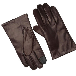 Gants en cuir longs jusqu'aux poignets, thermiques, non doublés, style uni, pour l'hiver, usage quotidien, noirs - Product Image 6