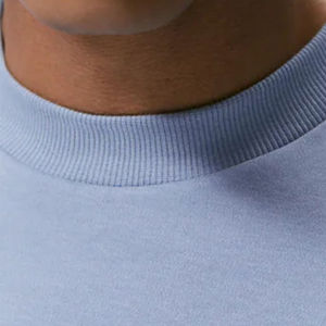 Men's Regular Fit Short Sleeve O-Neck T-Shirt Solid Light Blue 100% Cotton Jersey Knitted Casual Anti-Pilling 220g Front <b>Logo</b> - Product Image 4