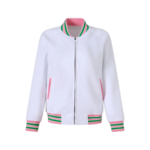 เสื้อแจ็คเก็ตวาร์ซิตี้แบบมีซิป ¼ ตัว สีขาวสไตล์กรีก แบบสั่งทำพิเศษ ผลิตจากผ้าขนสัตว์ พร้อมคุณสมบัติกันลม สำหรับใช้ในฤดูหนาว เหมาะสำหรับชมรมวิทยาลัย - Product Image 1