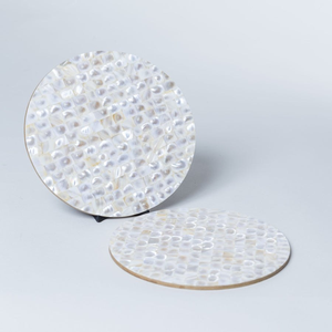 Sous-verres et sets de table en nacre avec support, ronds, faits à la main, décorations et accessoires de table - Product Image 5