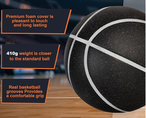 Ballon de basketball noir taille 7 en cuir PU, chambre à air en butyl durable, 620-650g, utilisation intérieure/extérieure - Product Image 5